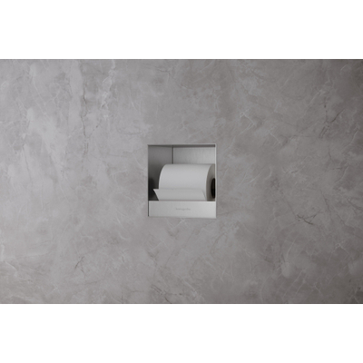 Hansgrohe XtraStoris Original Toiletrolhouder - 15x15x14cm - brushed stainless steel