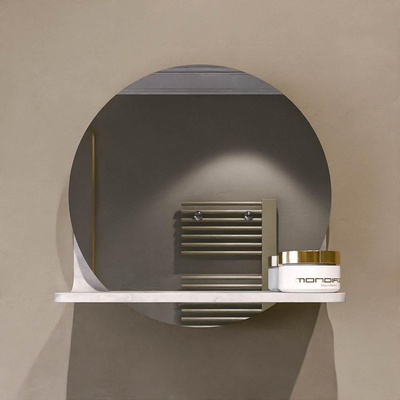 Mondiaz SPOT miroir – Ø 30 cm – avec tablette – Opalo (marbre blanc)