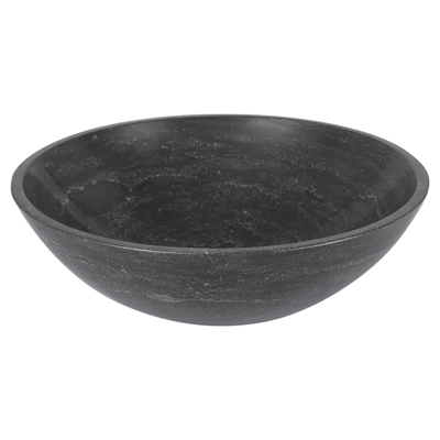 Differnz Limestone vasque à poser - 40x40x15cm - ronde - pierre naturelle - brillant anthracite