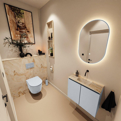 MONDIAZ TURE-DLUX Meuble WC 60 cm Clay. Lavabo EDEN Frappe position milieu. Sans trou de robinet.