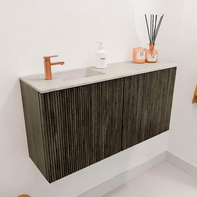 Mondiaz JOYA-DLUX 80cm toiletmeubel - kleur Shadow - Wastafel FAYE positie Links 1 kraangat kleur Ostra.