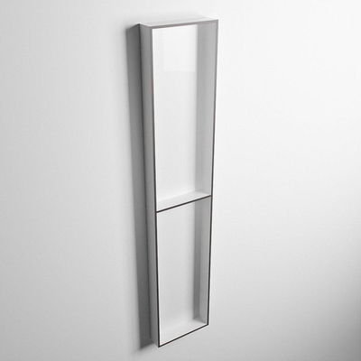 Mondiaz Easy nis 29.5x89.5x8cm voor Inbouw/opbouw 2 open vakken Solid surface Talc/DarkGrey