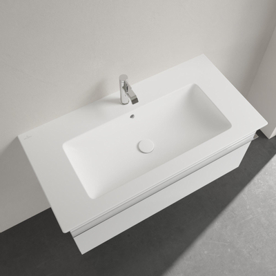 Villeroy & Boch Venticello Lavabo pour meuble 100x50cm 1 vasque au milieu 1 trou percé et 2 perçables avec trop-plein et Ceramic+ stone white