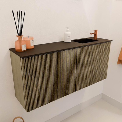 Mondiaz JOYA 90cm toiletmeubel - kleur Dusk - Wastafel FAYE positie Rechts 1 kraangat kleur Urban.