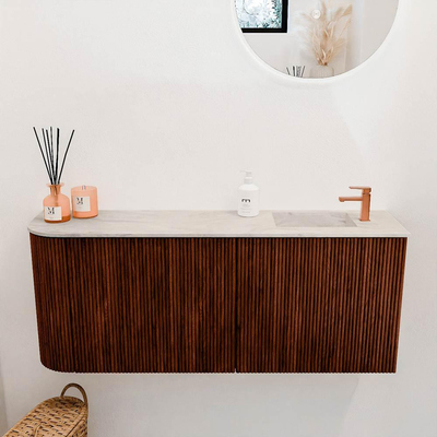 Mondiaz JOYA-DLUX 101.6cm toiletmeubel - ronding links kleur Ruby - Wastafel FAYE positie Rechts 1 kraangat kleur Ostra.