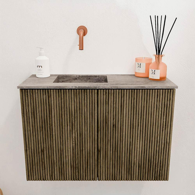 Mondiaz JOYA-DLUX 60cm toiletmeubel - kleur Dusk - Wastafel FAYE positie Links Zonder kraangat kleur Oza.