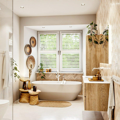 MONDIAZ VICA 120cm meuble de salle de bains sous-meuble Washed Oak 2 tiroirs. Lavabo MOON gauche sans trou de robinet, couleur Talc.