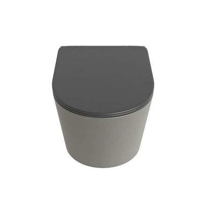 Mondiaz LAVIE hangtoilet – spoelrandloos – 36 x 53 cm – met softclose zitting – Smoke (lichtbruin), zitting Dark grey (grijs)