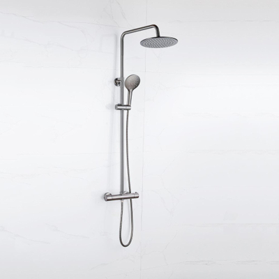 FugaFlow Eccelente Sobrado Badkamer Regendoucheset - thermostatisch - hoofddouche 25cm - ronde handdouche - Gunmetal PVD