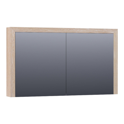 BRAUER Rise armoire de toilette - 120x70x15cm - sans éclairage - 2 portes miroir double face - chêne à lamelles blanc