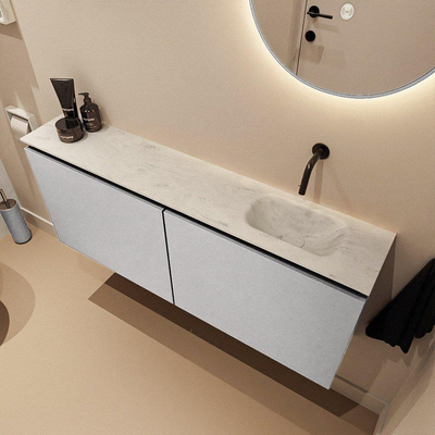 MONDIAZ TURE-DLUX Meuble toilette - 120cm - Plata - EDEN - vasque Opalo - position droite - sans trou de robinet