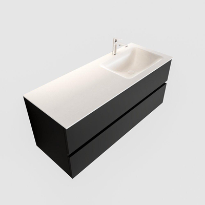 MONDIAZ VICA Ensemble de meuble salle de bain - 120cm - 2 tiroirs - lavabo Cloud à droite - 1 trou de robinet - solid surface urban