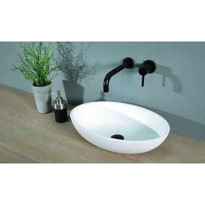 Luca opzetwastafel 48x32,5x12cm ovaal solid surface wit mat