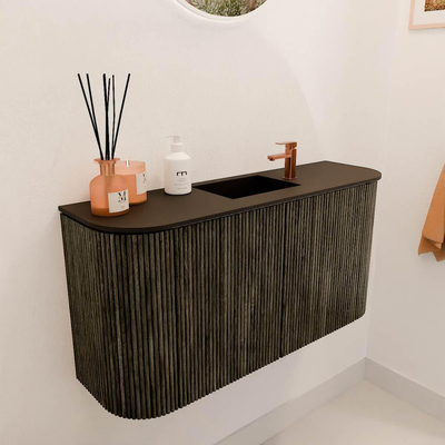 Mondiaz JOYA 83.2cm toiletmeubel - ronding links en rechts kleur Shadow - Wastafel FAYE positie Midden 1 kraangat kleur Urban.