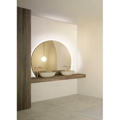 Riho Sunrise Miroir led salle de bain - 120x100cm - demi-cercle - capteur - chauffe miroir - Argent
