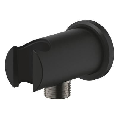 GROHE Rainshower wandaansluitbocht - rond - met houder - phantom black (zwart)