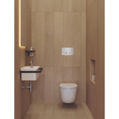 QeramiQ Élan Fonteinset - 45x27cm - 1 kraangat - keramiek - handdoekbeugel - mat wit