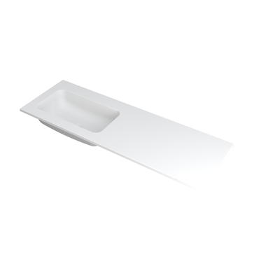 INK Faktor lavabo - 140x45x1.5cm - 1 vasque à gauche - 0 trous de robinet - polystone blanc mat