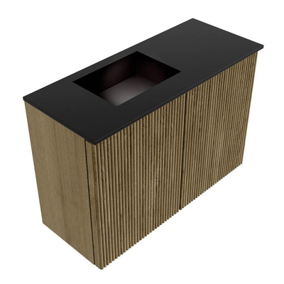 Mondiaz JOYA 60cm toiletmeubel - kleur Dusk - Wastafel FAYE positie Links 1 kraangat kleur Urban.