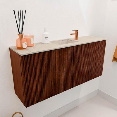 Mondiaz JOYA-DLUX 90cm toiletmeubel - kleur Ruby - Wastafel FAYE positie Midden 1 kraangat kleur Frappe.