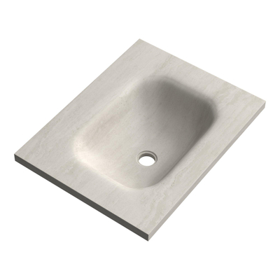 BRAUER Dune Medium Lavabo - 60cm - 1 cuve - 0 trous de robinet - pierre frittée - Ivory Travertin