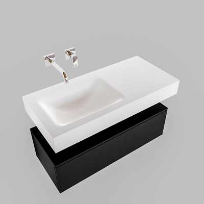 MONDIAZ ALAN 100cm - meuble bas - urban - 1 tiroir - lavabo suspendu - vasque à gauche - 0 trous de robinet - talc