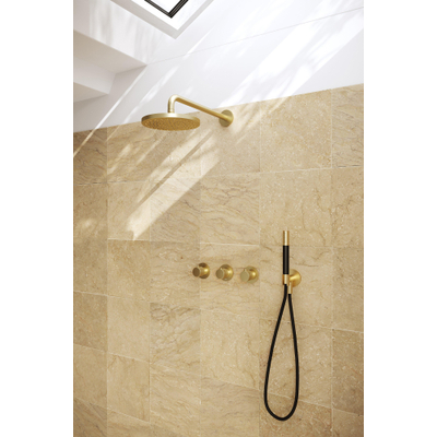 Hotbath Cobber X IBSX70 Regendoucheset inbouw - hoofddouche 20cm - Wandarm 38.5cm - handdouche staaf 1 stand - geborsteld messing - PVD