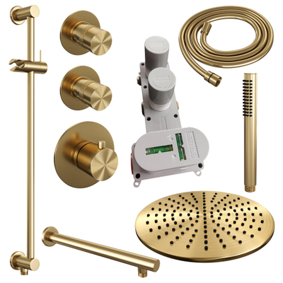 BRAUER Gold Edition inbouw regendoucheset – Ø30 cm hoofddouche – 40 cm rechte wandarm – staafhanddouche – glijstang 70 cm