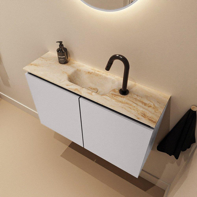 MONDIAZ TURE-DLUX 80cm toiletmeubel Cale. EDEN wastafel Frappe positie midden. Met 1 kraangat.