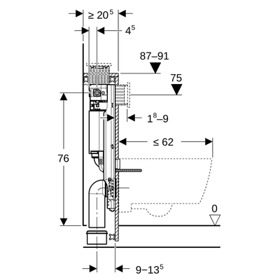 Geberit GIS WC suspendu h87cm Omega réservoir 12cm