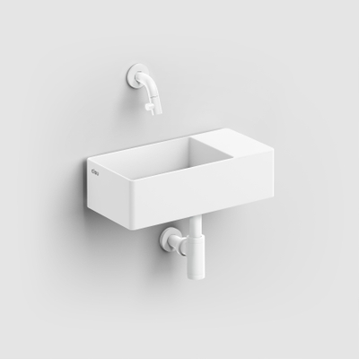 Clou New Flush 3 lave-mains 35x18cm trou de robinet pré-percé aluite Blanc mat