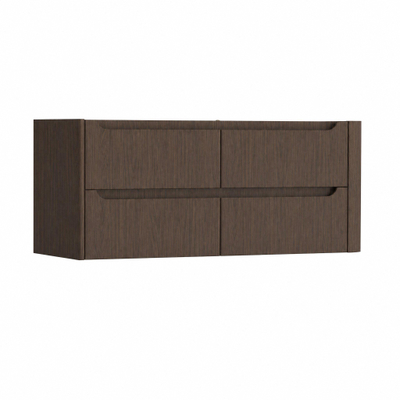 H&R Badmeubelen Juice Wastafelonderkast - 120x45x50cm - rechterhoek afgerond - 4 lades - geïntegreerde greep - coffee