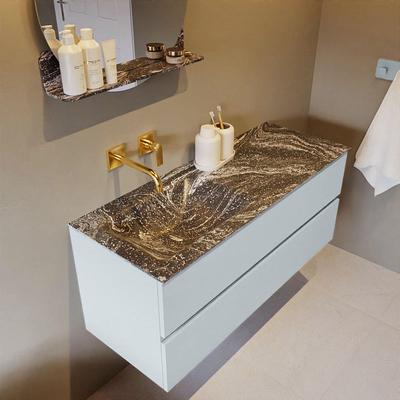 Mondiaz VICA-DLUX Ensemble de meuble de salle de bain - 120cm - meuble sous-vasque argile - 2 tiroirs - lavabo encastré nuage gauche - sans trous de robinet - version haute 60cm - lave