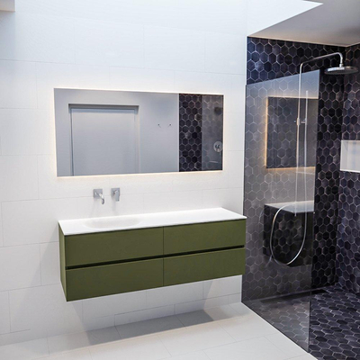 Mondiaz VICA ensemble de meuble de salle de bain - 150cm - meuble sous lavabo armée - 4 tiroirs - lavabo lune gauche - sans trou de robinet XL version 60cm haut