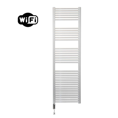 Sanicare HVW Elektrische Radiator - 172x45cm - 920W - wifi - thermostaat - chroom - linksonder - wit