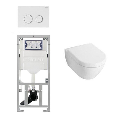 Villeroy & Boch Subway 2.0 Compact met zitting toiletset met geberit inbouwreservoir en sigma20 drukplaat wit