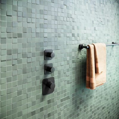 Hotbath Gal Afbouwdeel voor Highflow Thermostaat met 2 stopkranen Mat zwart