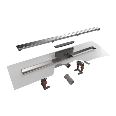 Easy Drain Compact FF caniveau de douche plaque simple avec sortie latérale 6x90cm 30mm inox