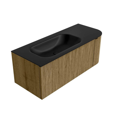 Mondiaz KURVE Ensemble de meuble salle de bain - 115x46x40cm - 1 tiroir - 1 porte - lavabo en solid surface - gauche - sans trou de robinet - Dusk