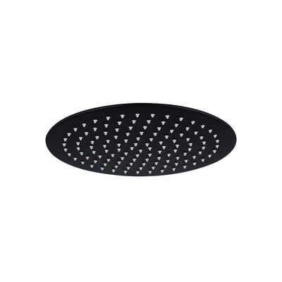 Fortifura Calvi Ensemble de douche à encastrer - rond - thermostatique - bras plafond - douche principale de 25 cm - douchette à main - flexible de douche en métal - noir mat