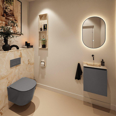 MONDIAZ TURE-DLUX Meuble toilette - 40cm - Dark Grey - EDEN - vasque Frappe - position centrale - sans trou de robinet