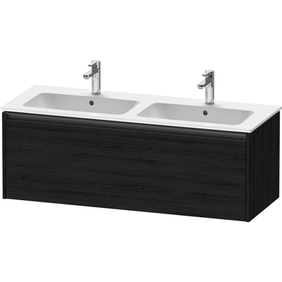 Duravit Ketho.2 Wastafelonderbouwkast - met 1 lade - voor dubbele wastafel - 128x48x44cm - met greep antraciet - eiken zwart mat
