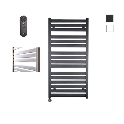 Sanicare HVS - Moda Radiateur électrique - 120x60cm - 876W - avec télécommande - thermostat - noir - en bas à gauche - blanc mat