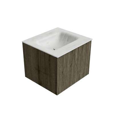 Mondiaz KURVE-DLUX Ensemble meuble de salle de bains - 50x46x40cm - 1 tiroir - lavabo solid surface - central - 1 trou de robinet - Shadow
