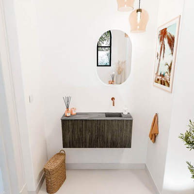 Mondiaz JOYA-DLUX 90cm toiletmeubel - kleur Shadow - Wastafel FAYE positie Rechts Zonder kraangat kleur Sombra.