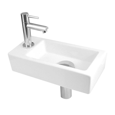 Best Design One Pack Ensemble lavabo pour toilettes - 36x18cm - robinet à gauche - blanc