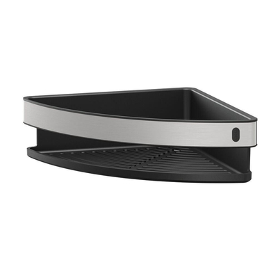 Tiger Carv Panier de douche - 21x21x7cm - modèle d'angle - acier inoxydable brossé/noir