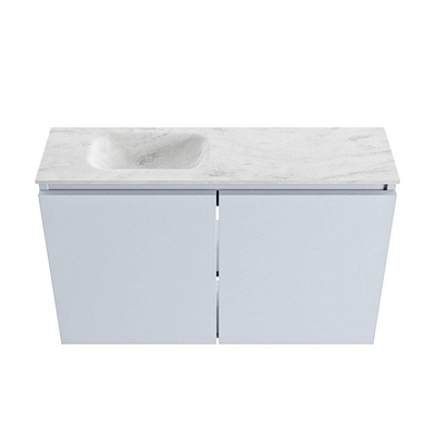 MONDIAZ TURE-DLUX Meuble de toilettes 80cm Clay. EDEN lavabo Opalo position gauche. Avec 1 trou de robinet.