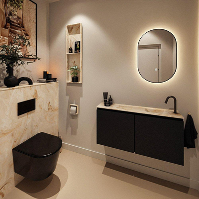 MONDIAZ TURE-DLUX 100cm toiletmeubel Urban. EDEN wastafel Frappe positie rechts. Met 1 kraangat.