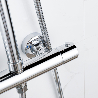 Fortifura Calvi Regendoucheset - thermostatisch - 30cm - hoofddouche - metalen slang - ronde handdouche - hoogglans chroom